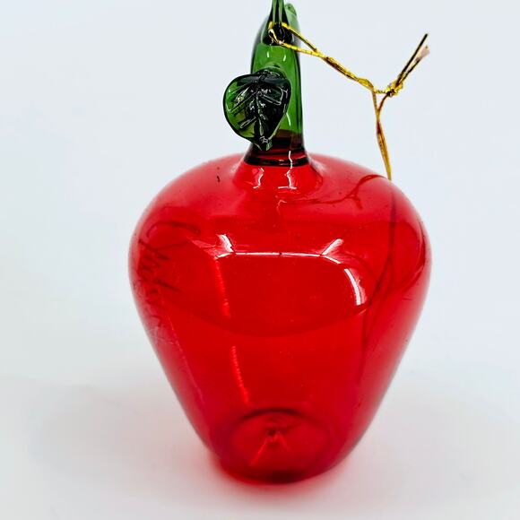 BLOWN GLASS Red Apple Teacher Christmas Ornament 1989 European Handcrafted - Picture 3 of 7